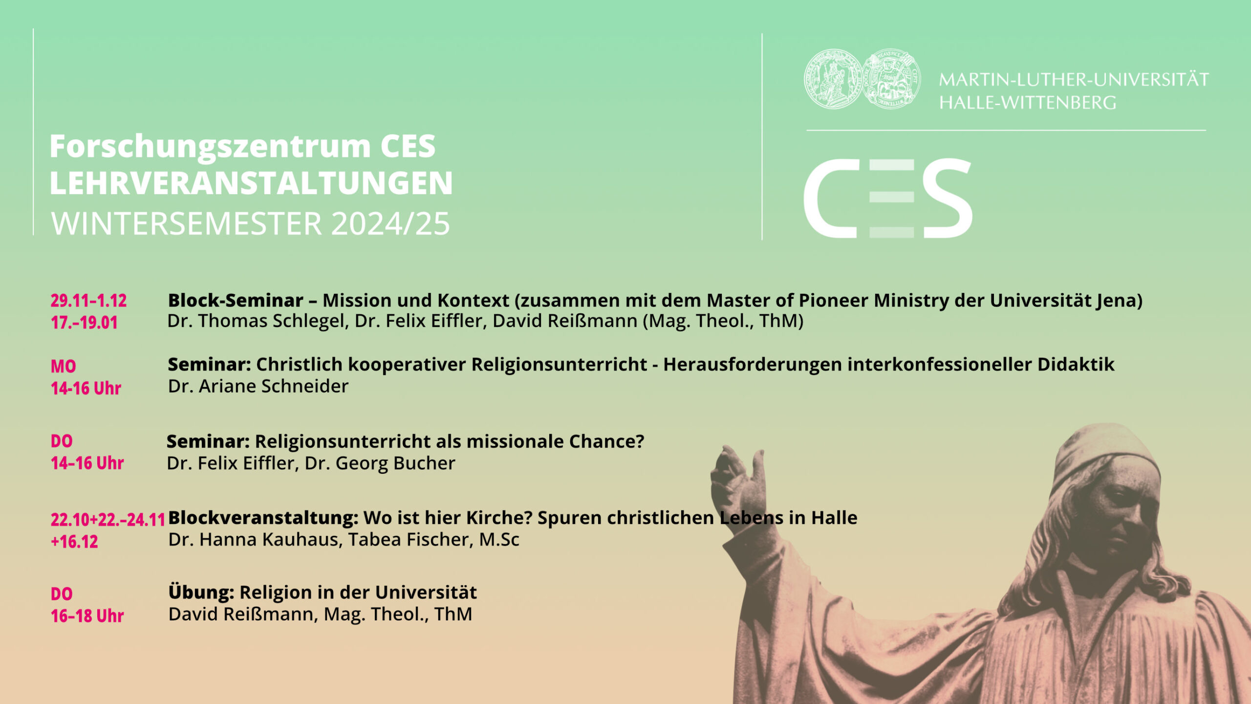 Lehrveranstaltungen am CES Halle 2024/25